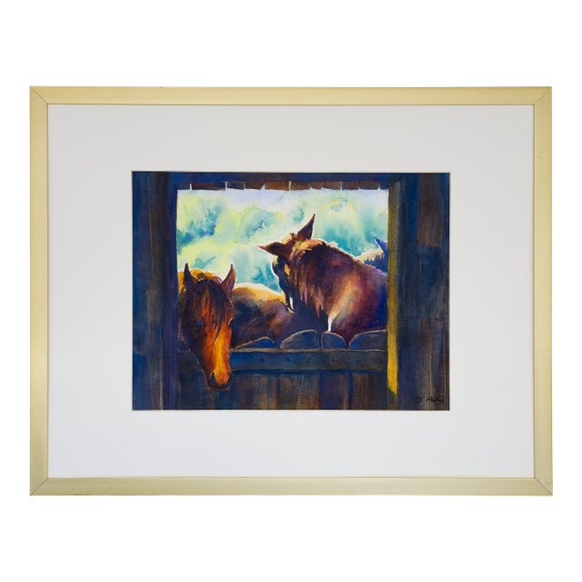 Horses Outside the Stable - Tomoko Parry, C. 1990s For Sale