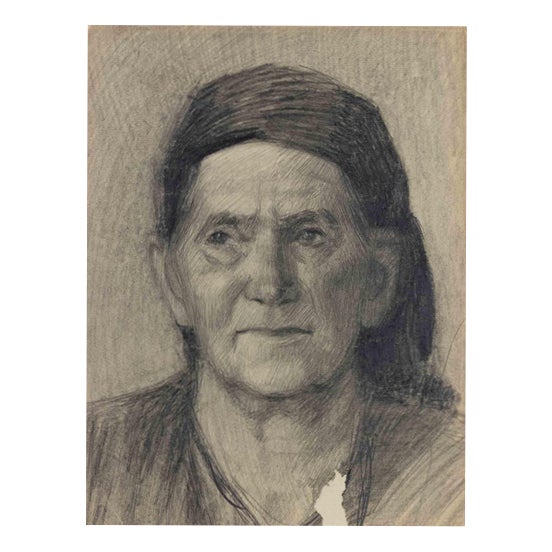Svetlana Mihailova, Portrait, Pencil on Paper, 1970s For Sale