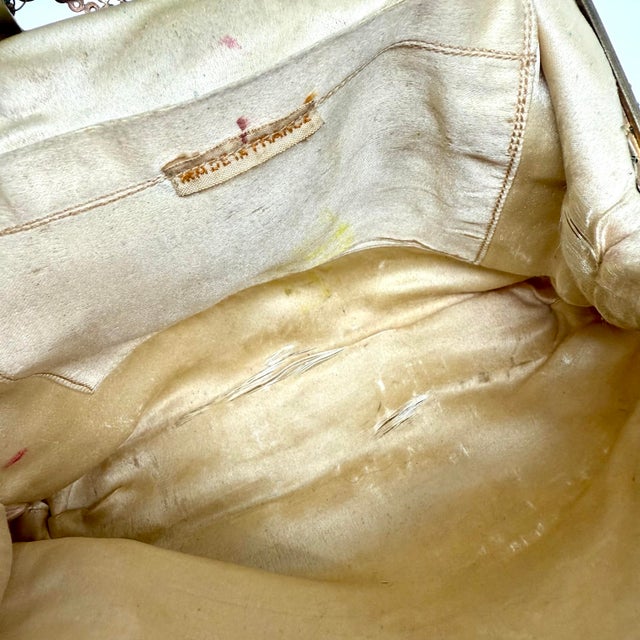 Helene Dale Paris Antique Beaded and Tambour Embroidery French Made Evening Clutch For Sale - Image 10 of 10