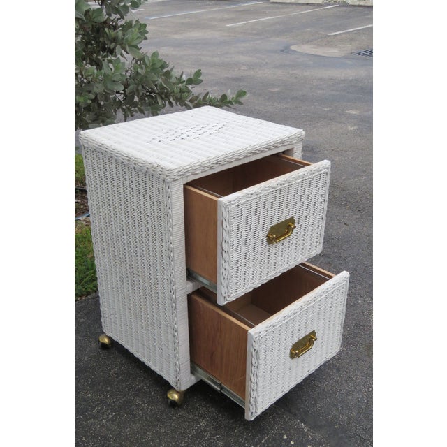 Hollywood Regency Wicker Painted White File Nightstand Chairish