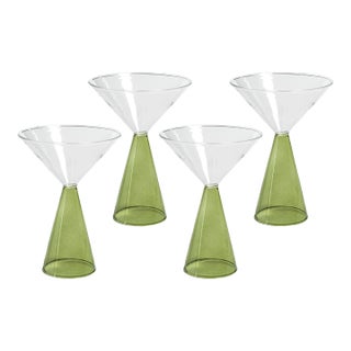 Viterbo Martini Glasses - Green, Set of 4 For Sale
