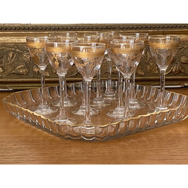 Napoleon III Saint Louis Liqueur Service in Fine Gold-Plated Crystal, Set of 14 For Sale - Image 5 of 8