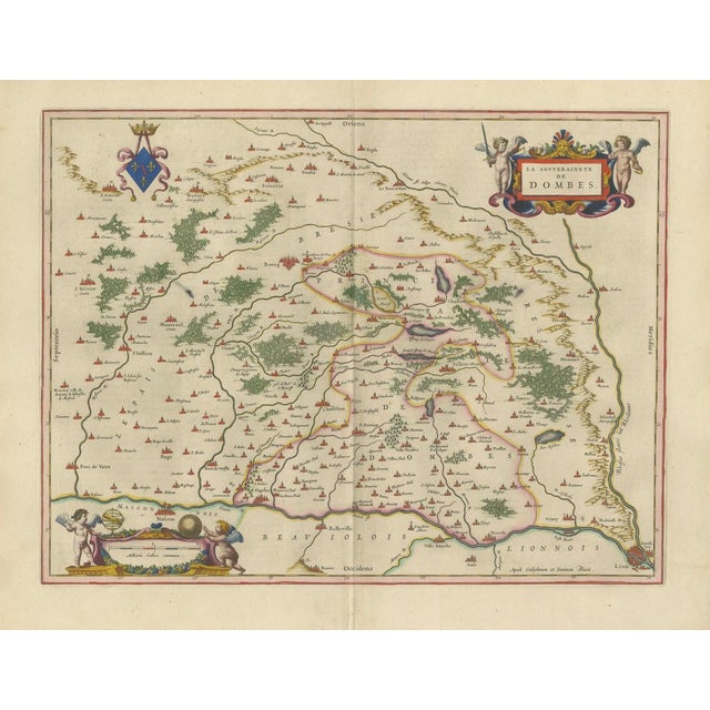 Map of Dombes, Lyonnais and Bresse from Blaeu, France, 1642 For Sale - Image 3 of 10
