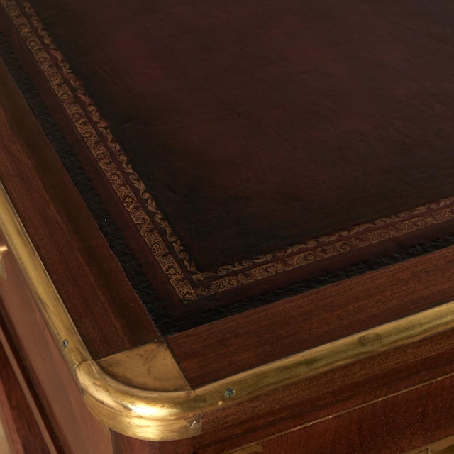 Metal Antique English Leather Top Campaign Desk For Sale - Image 7 of 15