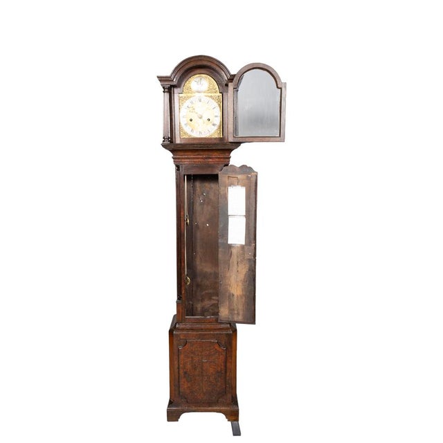 Traditional George II Walnut and Oak Grandmother Clock For Sale - Image 3 of 12