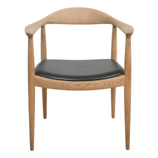 Vintage JH503 The Chair in Oak and Black Leather by Hans Wegner, 1960s For Sale