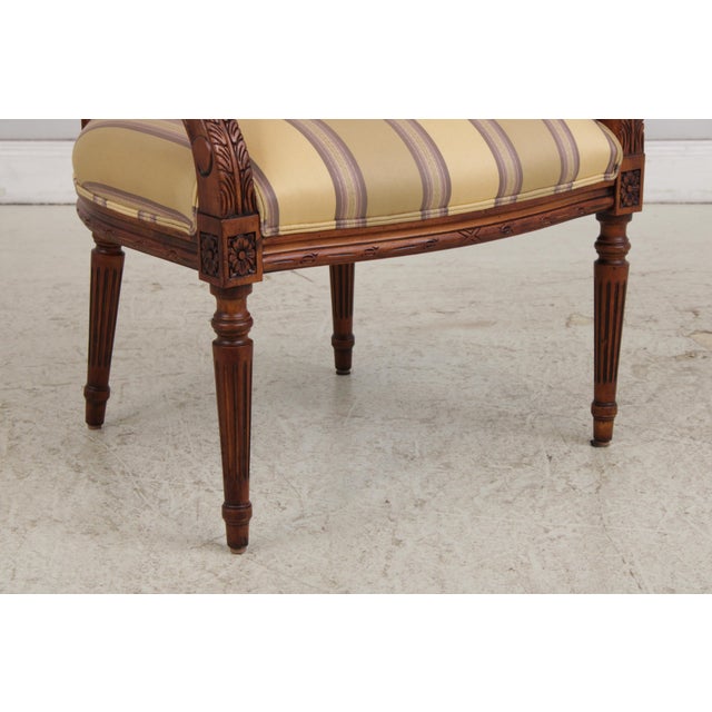 Louis XVI Style Mahogany Open Arm Fauteuil Chair For Sale - Image 13 of 18