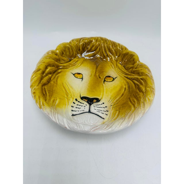 Italian Vintage Ceramic Lion Plate For Sale In Charleston - Image 6 of 7