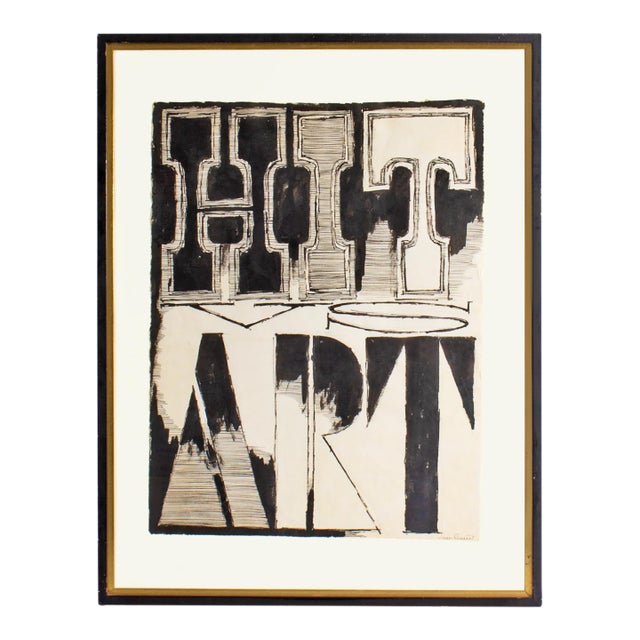 1961 “Hit vs Art” Ink Drawing by James Spencer Russell For Sale