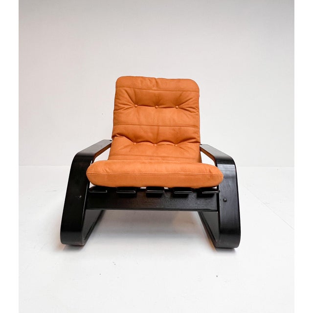 Reupholstered Cognac Coloured Lounge Chair, 1960s For Sale - Image 16 of 18