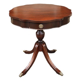 English Georgian Style Mahogany Pedestal Drum Center Table For Sale