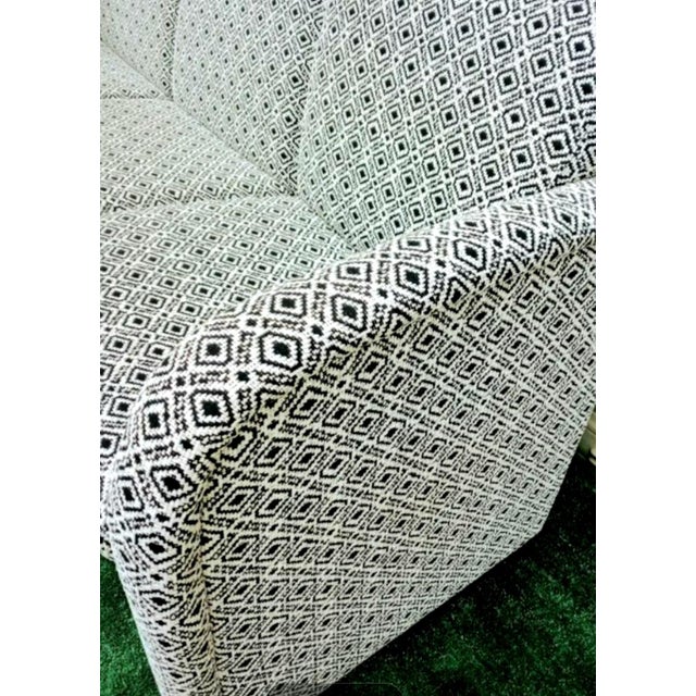 Contemporary Custom Made Modern Sleek Black White Diamond 3 Seat Sofa Attributed to Jorge Pensi For Sale - Image 3 of 11