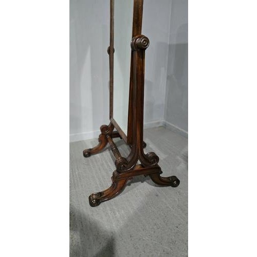 Wood Regency Mahogany Cheval Mirror For Sale - Image 7 of 16