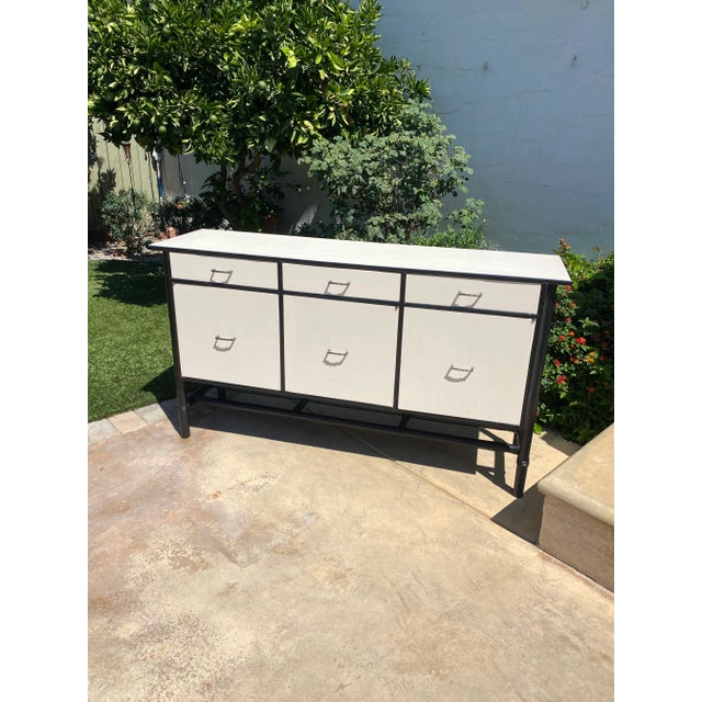 Restored McGuire Style Urbanized Buffet / Credenza. Incredible, black & white, two toned Natural bamboo Sideboard / Buffet...