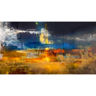 Beyond Dusk by Brian O'Neill | Acrylic with resin on panel abstract landscape at dusk For Sale