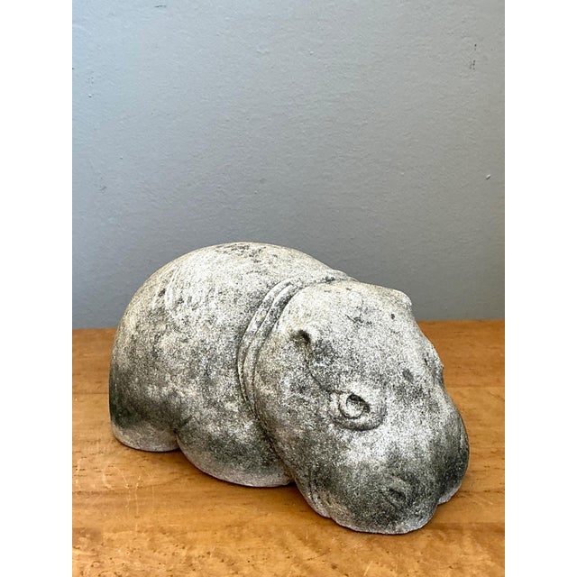 Vintage Cast Cement Hippo For Sale - Image 9 of 16