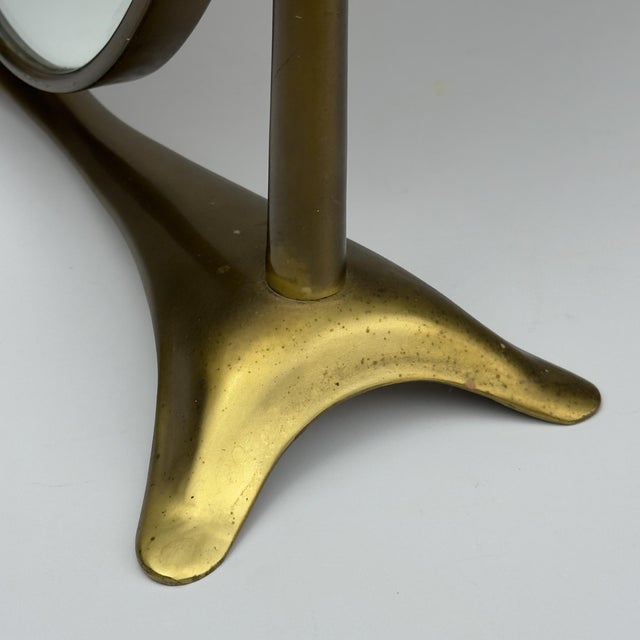 Metal Vintage Tabletop Vanity Mirror in Brass, Italy, 1950s For Sale - Image 7 of 17
