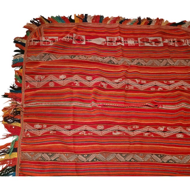 Folk Art 1960s Antique Andean Handwoven Wool Poncho Textile – Folk Art & Wall Décor For Sale - Image 3 of 6
