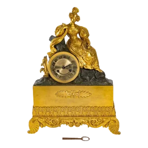 Clock in Gilt and Patinated Bronze