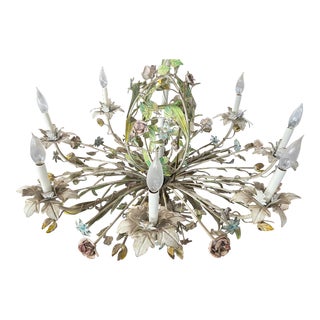 Italian Tole Painted Chandelier 8 Light For Sale
