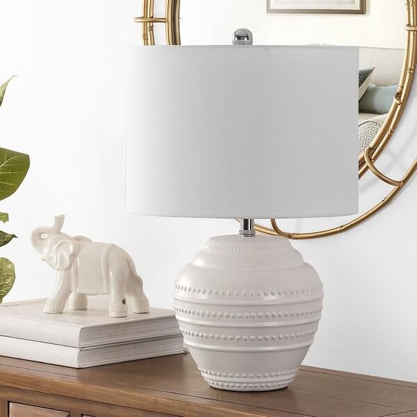 Contemporary Safavieh Lenon Ceramic Table Lamp - White For Sale - Image 3 of 7