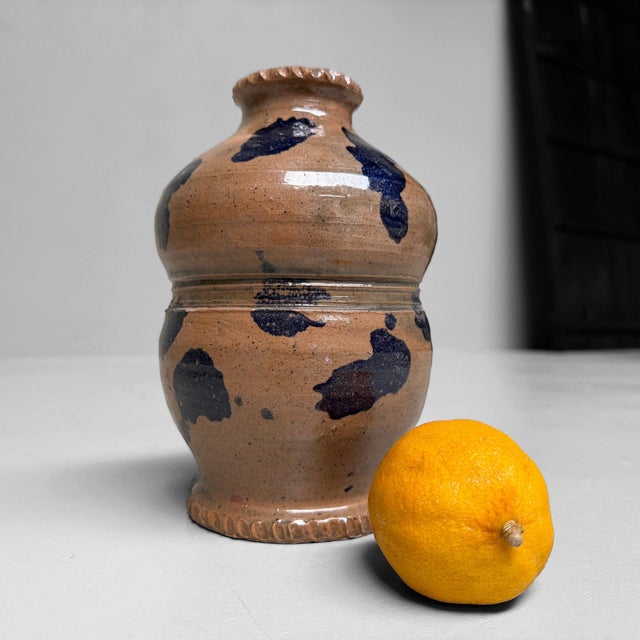 Vintage Dark Blue Glazed Ceramic Vase, Italy, 1990s For Sale - Image 4 of 17
