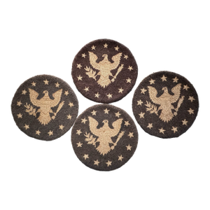Early 20th C. Hand-Hooked Eagle Wool Chair Pads