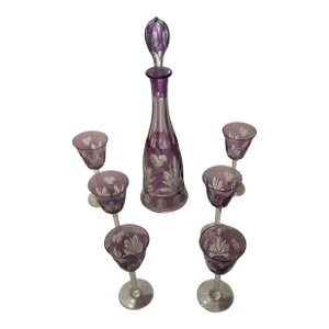 Vintage Chrystal Bohemian-Style Cocktail Set- 7 Pieces
