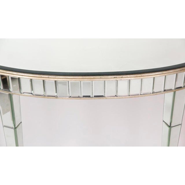 1930s French Serge Roche Style Hollywood Regency or Art Deco Mirrored Demilune Console Table For Sale - Image 9 of 14