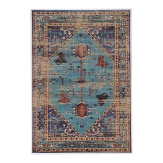 Vintage Style Blue / Beige Persian Rug For Sale