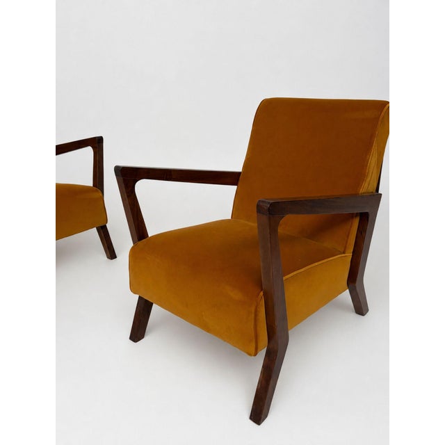 Vintage Italian Armchairs in Orange Velvet, 1960s, Set of 2 For Sale - Image 4 of 13