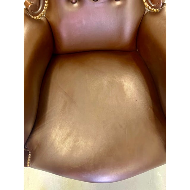 Vintage Ralph Lauren–Style Leather Club Chair With Nailhead Trim For Sale - Image 16 of 18
