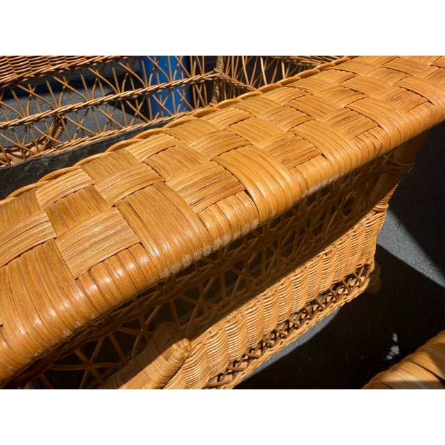 Vintage Henry Link Woven Rattan and Wicker Lounge Chairs, a Pair For Sale - Image 16 of 18