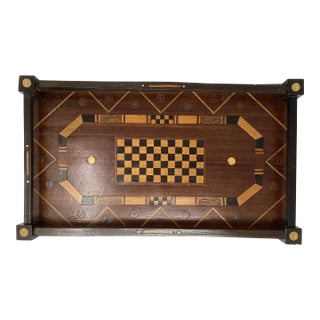 Mid 20th Century American Folk Art Inlaid Wood Tray For Sale