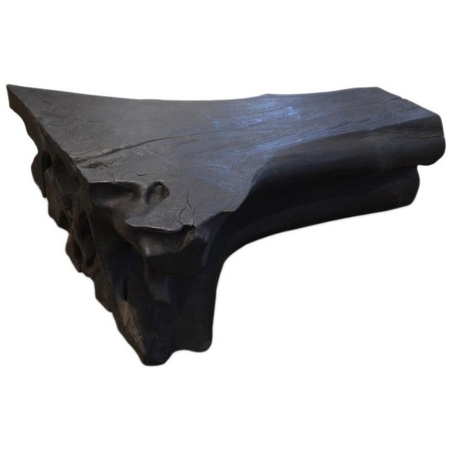 Organic shaped reclaimed teak wood root coffee table. Burnt, sanded and sealed with a smooth finish. The Triple Burnt...