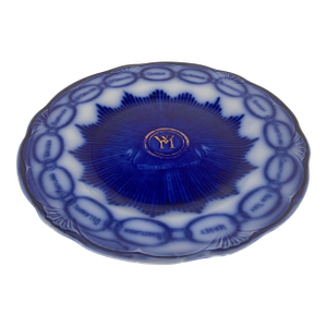 Antique Martha Washington Flow Blue Chain of States Plate