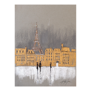 Pastel Study 3 - Original Serene Paris Eiffel Tower Cityscape Painting on Paper by Kathleen Keifer