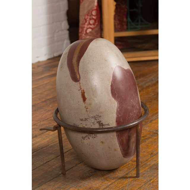 Stone Large Hindu Two-Toned Stone Shiva Lingam from the Narmada River For Sale - Image 7 of 12