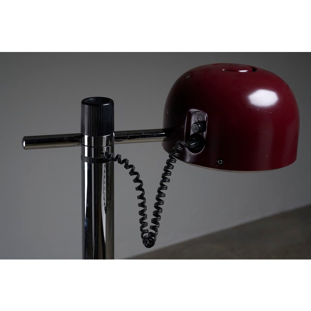Chrome and Bordeaux Floor Lamp by Enrique Franch for Metalerte, 1970s For Sale - Image 11 of 11