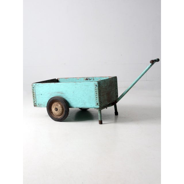 Blue Vintage Wooden Garden Cart For Sale - Image 8 of 12