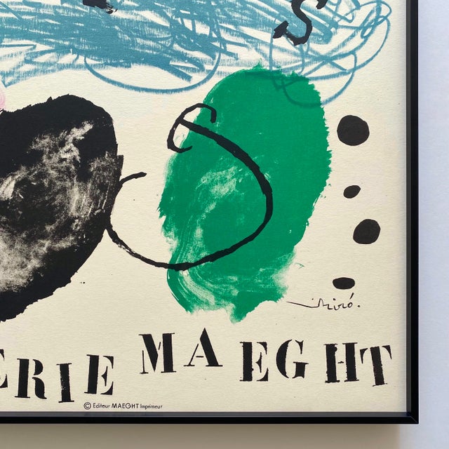 Joan Miro Vintage 1960 Mid Century Modernist Fine Art Lithograph Print " Poetes-Sculpteurs-Peintres " Framed Paris Exhibition Poster For Sale - Image 18 of 18
