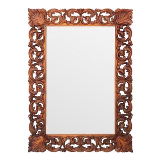 French Baroque Framed Mirror With Carved Foliate Frame (H 35 X W 25 1/2) For Sale