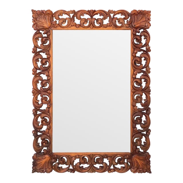French Baroque Framed Mirror With Carved Foliate Frame (H 35 X W 25 1/2) For Sale