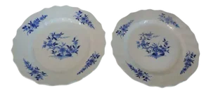 18th Century Chinese Style Tournai Continental Blue & White Porcelain Round Cake Stands or Plateaus - A Pair
