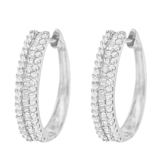 10K White Gold Diamond Hoop Earrings (3/4 cttw, I-J Color, I2-I3 Clarity) For Sale - Image 4 of 6