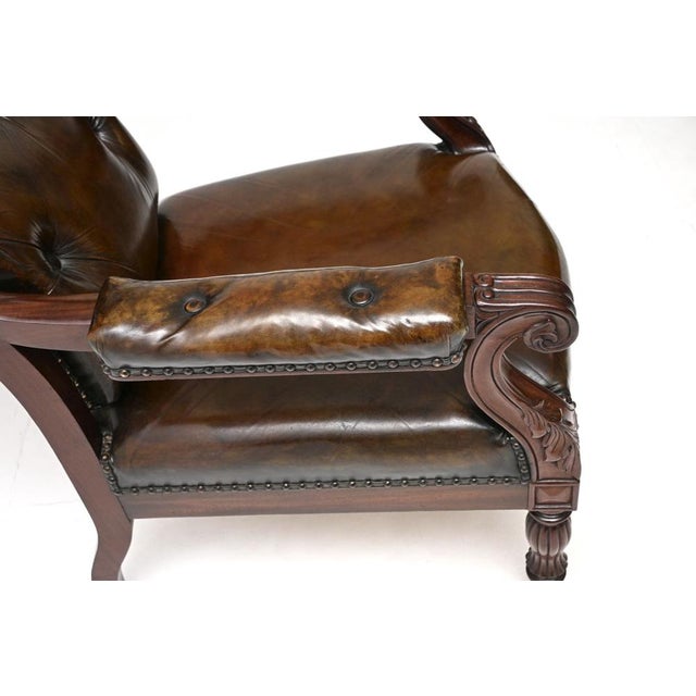 Antique William IV Leather and Walnut Wing Back Armchair, 1820s For Sale - Image 17 of 18