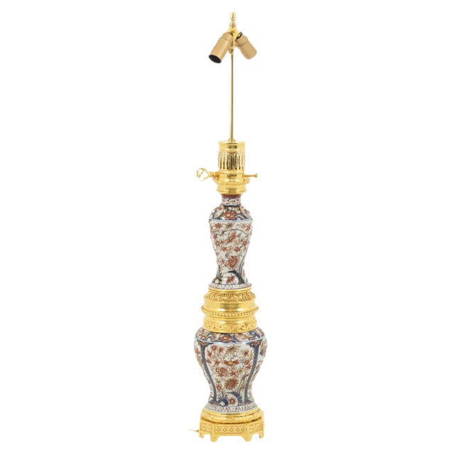 Large Table Lamp in Imari Porcelain and Gilt Bronze, 1880s For Sale