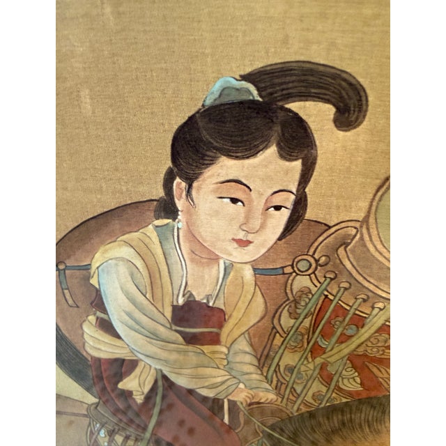 Late 20th Century B. Chan Ladies of the Court on Tang Horseback Print on Silk, Framed For Sale - Image 5 of 12