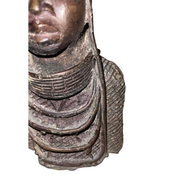 Early 20th Century Early 20th Century Benin Bronze Oba Head Sculpture Nigeria For Sale - Image 5 of 7