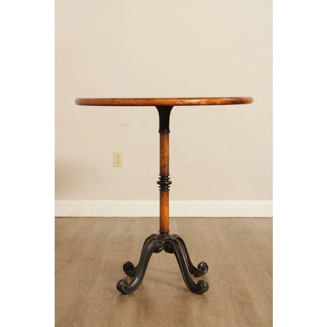 Traditional Early 21st Century Burl Wood Round Pedestal Pub Table For Sale - Image 3 of 13